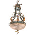 Antique French Tole Chandelier with Alabaster Shade and Porcelain Flowers | Work of Man