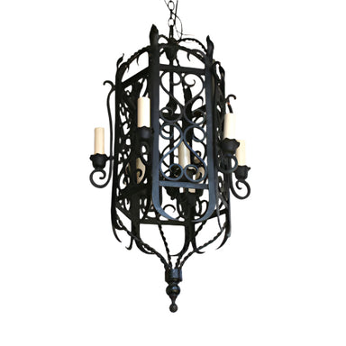 Antique  Hand Forged Wrought Iron Spanish Colonial Revival Chandelier | Work of Man