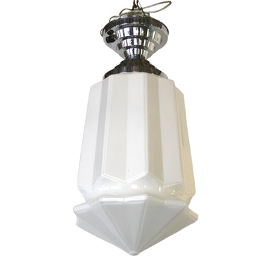 Antique 1920's Art Deco Ceiling Fixture with Plated Nickel Ceiling Mounts | Work of Man