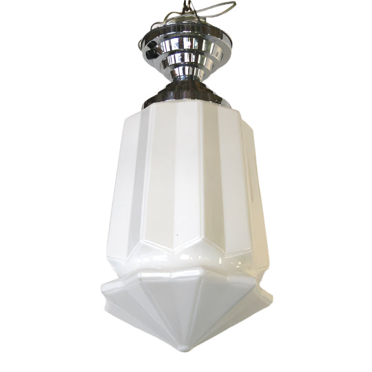 Antique 1920's Art Deco Ceiling Fixture with Plated Nickel Ceiling Mounts | Work of Man