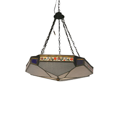 Antique Hand Painted Art Glass Chandelier | Work of Man