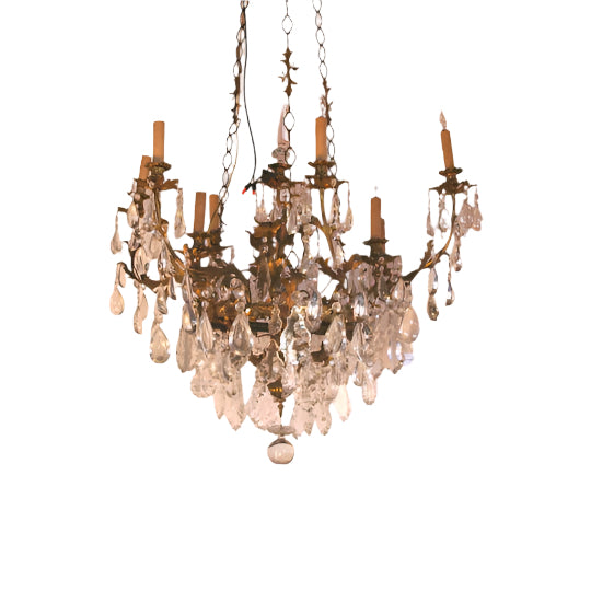 Antique Austrian Gilt Bronze 9 Light Chandelier with Lead Crystal | Work of Man