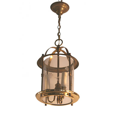 Mid 20th Century Brass & Etched Glass Ceiling Lantern | Work of Man