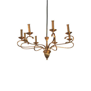 Vintage Circa 1940's Modernist Gilt Brass  Eight Light Chandelier | Work of Man