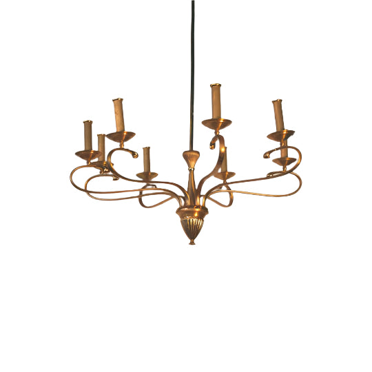 Vintage Circa 1940's Modernist Gilt Brass  Eight Light Chandelier | Work of Man