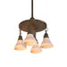 Early 20th Century Brass 4 Light Chandelier with Matte White Shades | Work of Man
