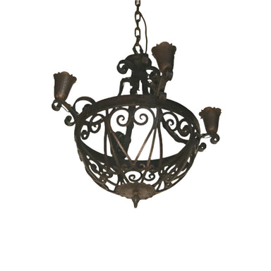 Antique Hand Forged Iron Spanish Colonial Revival Chandelier | Work of Man