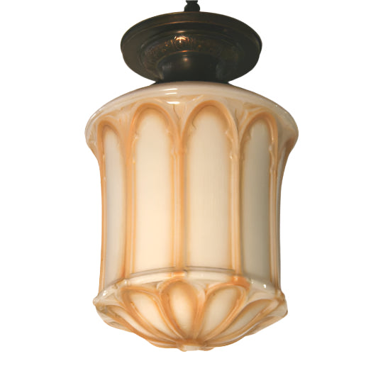 Antique Early 20th Century Gothic Style Patinated Glass Globe Ceiling Fixture | Work of Man