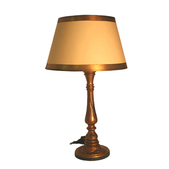 Early 20th Century Patinated Wood Lamp | Work of Man