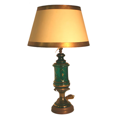 Mid 20th Century Emerald Green Glass Lamp | Work of Man