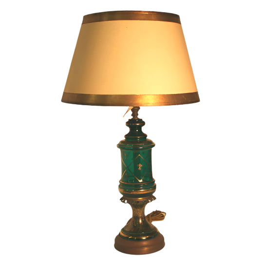 Mid 20th Century Emerald Green Glass Lamp | Work of Man