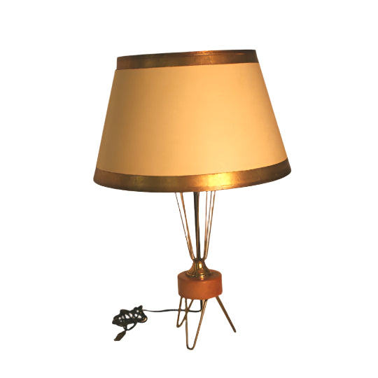 Mid 20th Century Brass and Wood Lamp | Work of Man