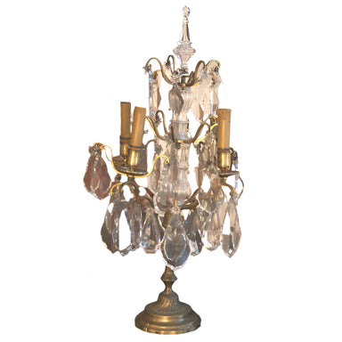 Antique Pair of French Crystal Girondelles - Electrified Candelabra | Work of Man