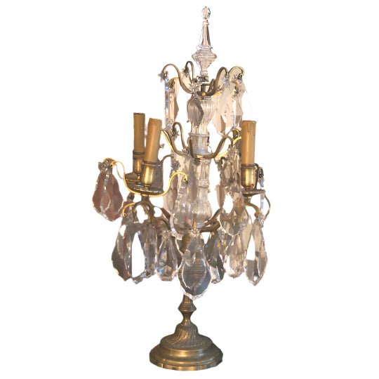 Antique Pair of French Crystal Girondelles - Electrified Candelabra | Work of Man