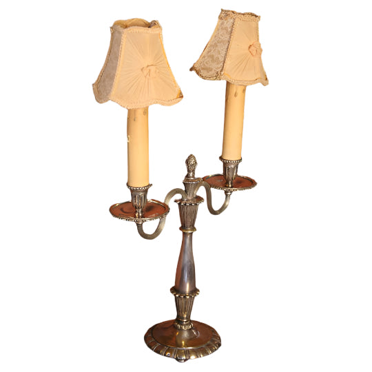 Antique Early 20th Century Silverplate Lamp | Work of Man