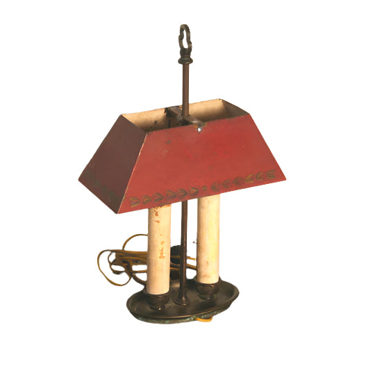 Antique Early 20th Century Lamp With Tole Shade | Work of Man