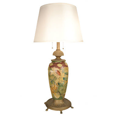 Antique Early 20th Century Ceramic Polychrome Lamp | Work of Man