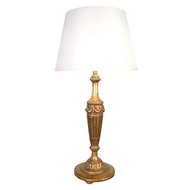 Antique Early 20th Century Gilt Wood Columnar Lamp | Work of Man