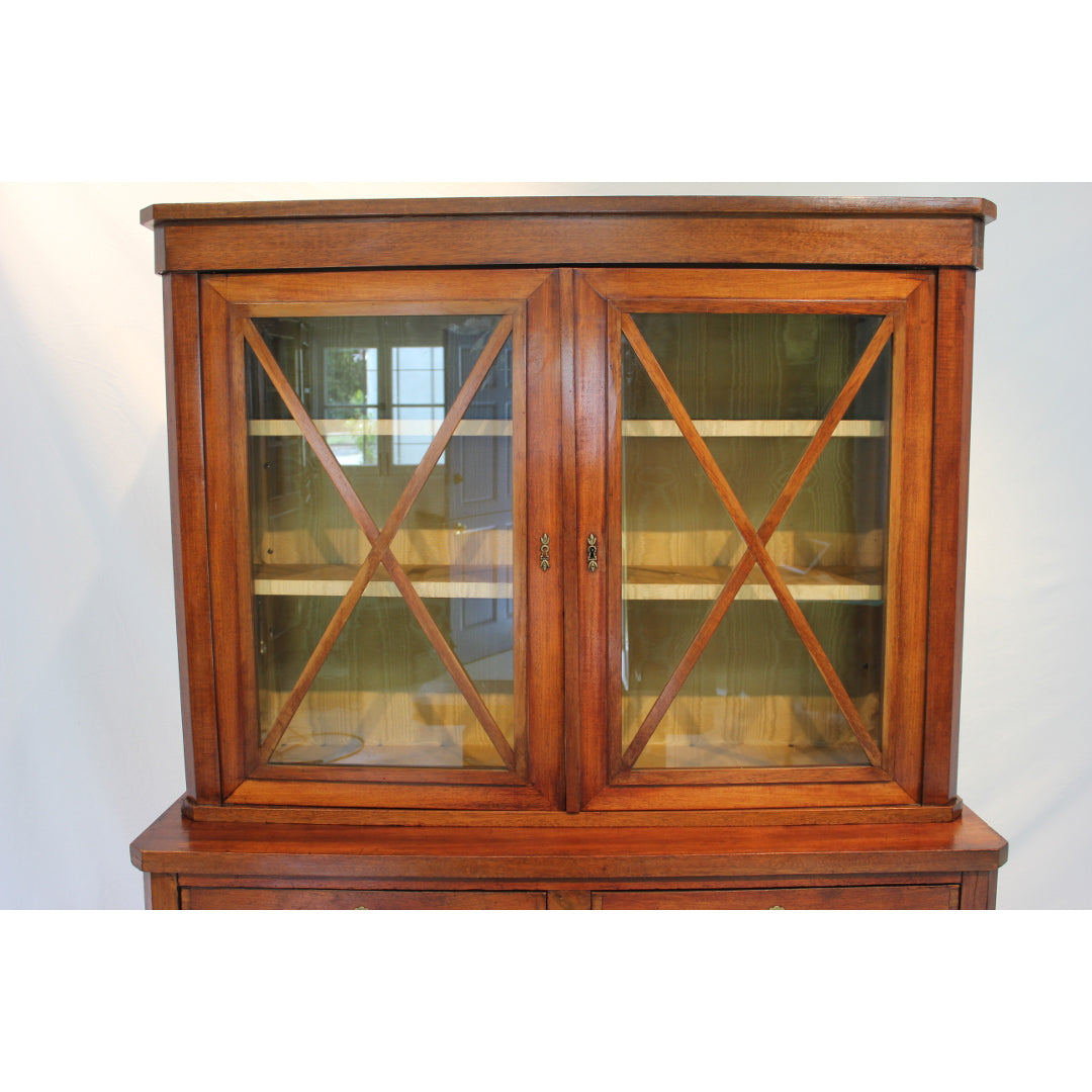 AF3-114 - Antique Early 19th Century English Regency Mahogany Step Back Cupboard