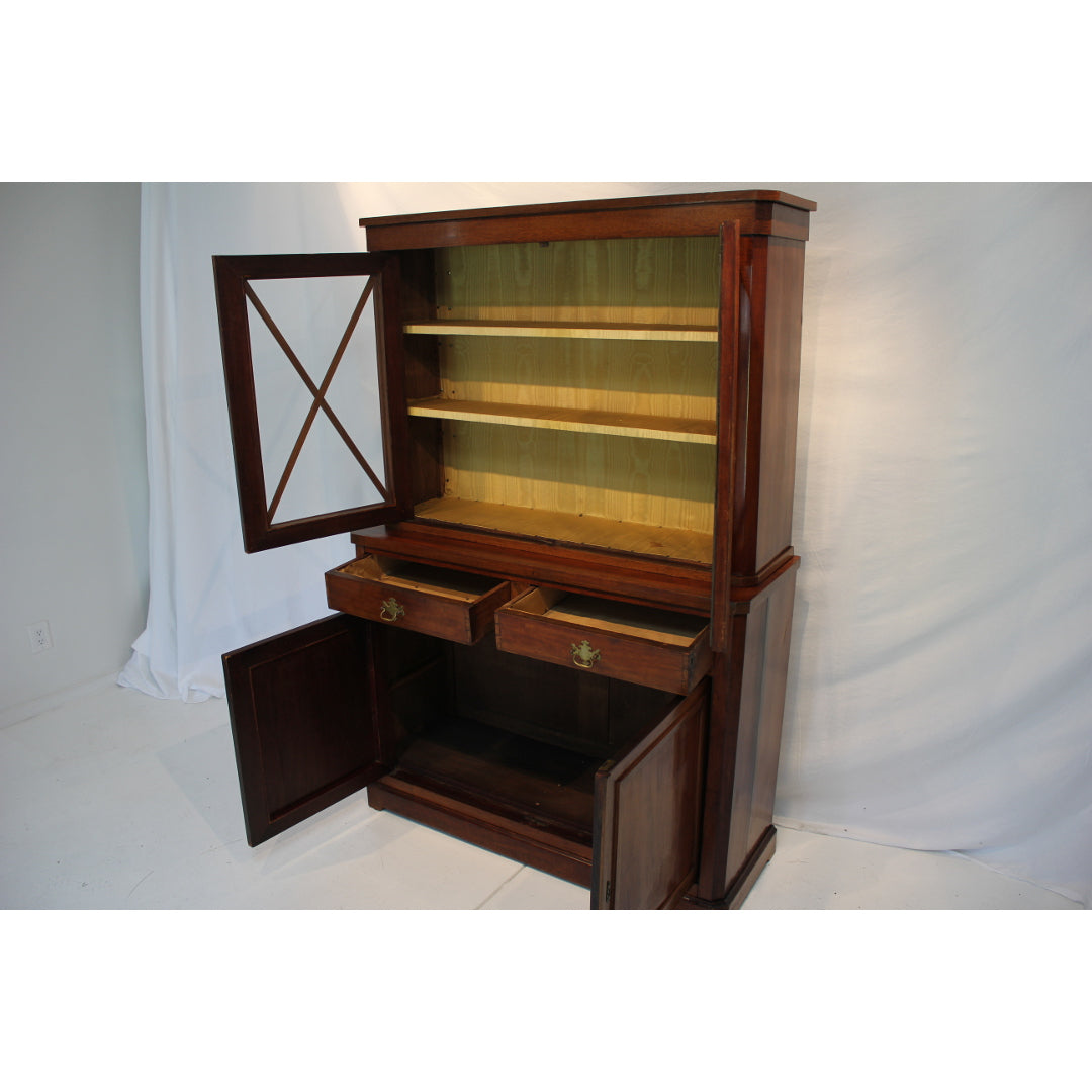 AF3-114 - Antique Early 19th Century English Regency Mahogany Step Back Cupboard