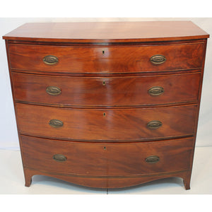 AF4-147: Antique Early 19th Century American Federal Hepplewhite Style Mahogany Bow-Front Chest of Drawers
