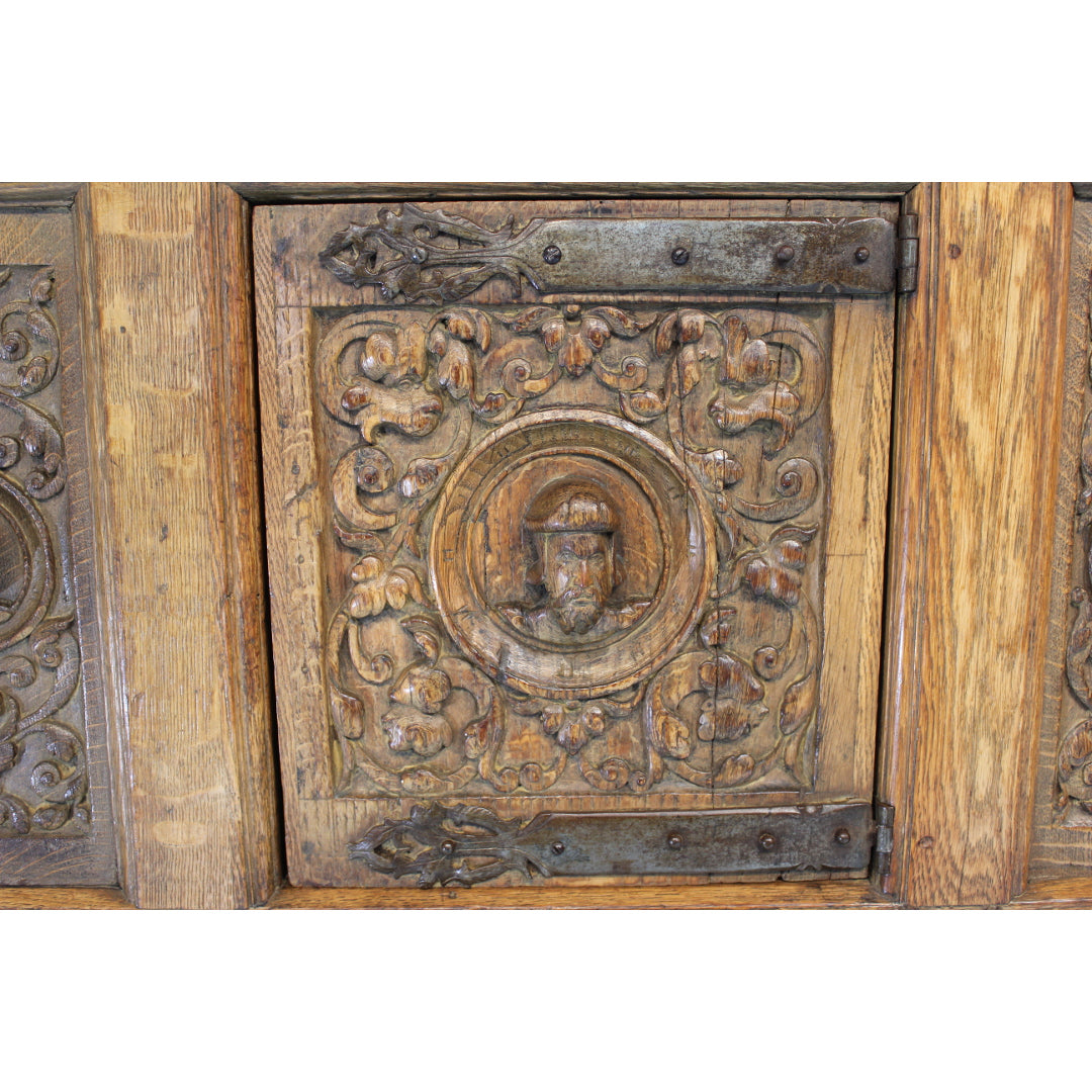 AF3-193: Antique Mid 19th Century Quarter Sawn Oak Reliquary Cabinet