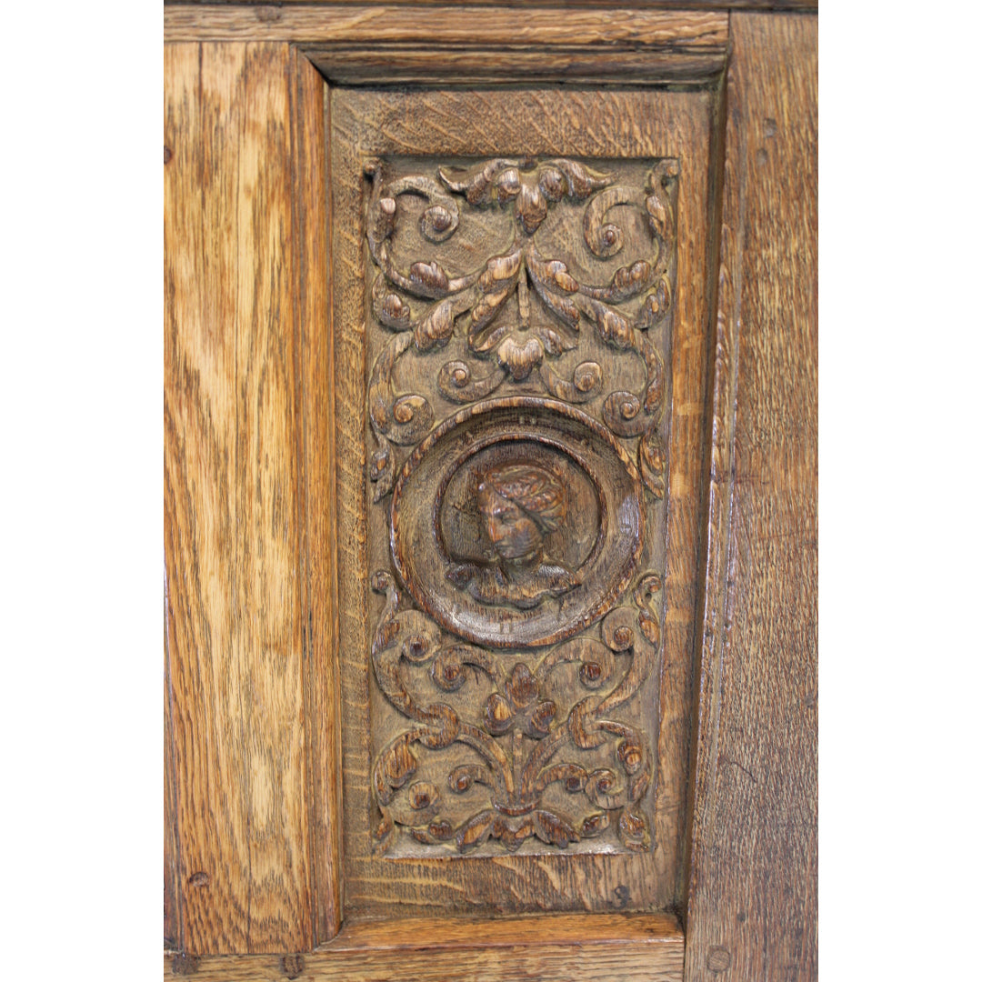 AF3-193: Antique Mid 19th Century Quarter Sawn Oak Reliquary Cabinet