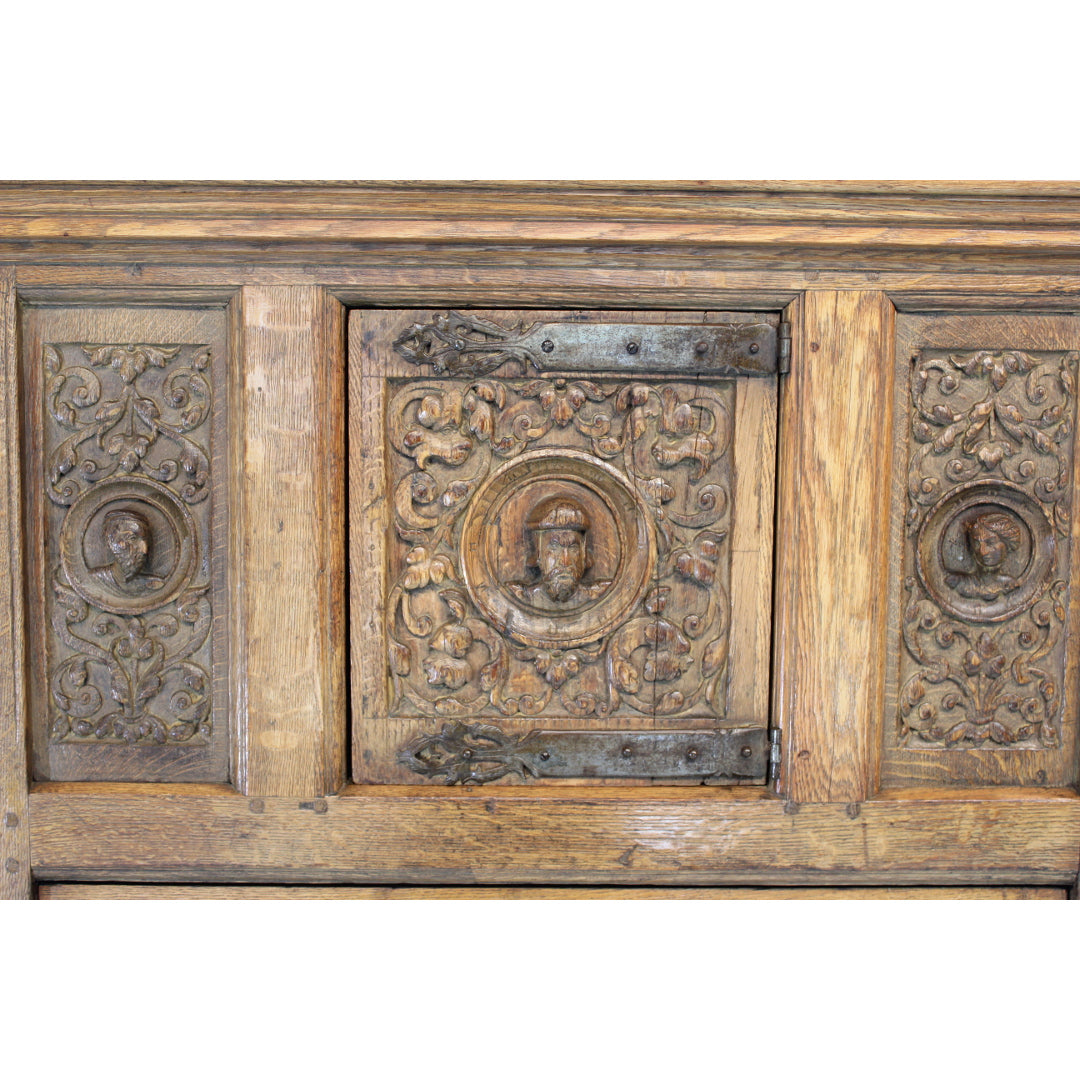 AF3-193: Antique Mid 19th Century Quarter Sawn Oak Reliquary Cabinet