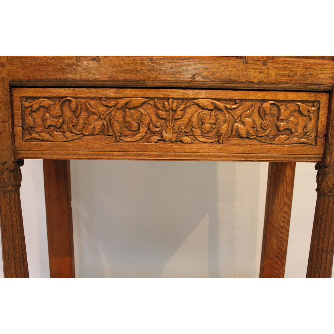 AF3-193: Antique Mid 19th Century Quarter Sawn Oak Reliquary Cabinet