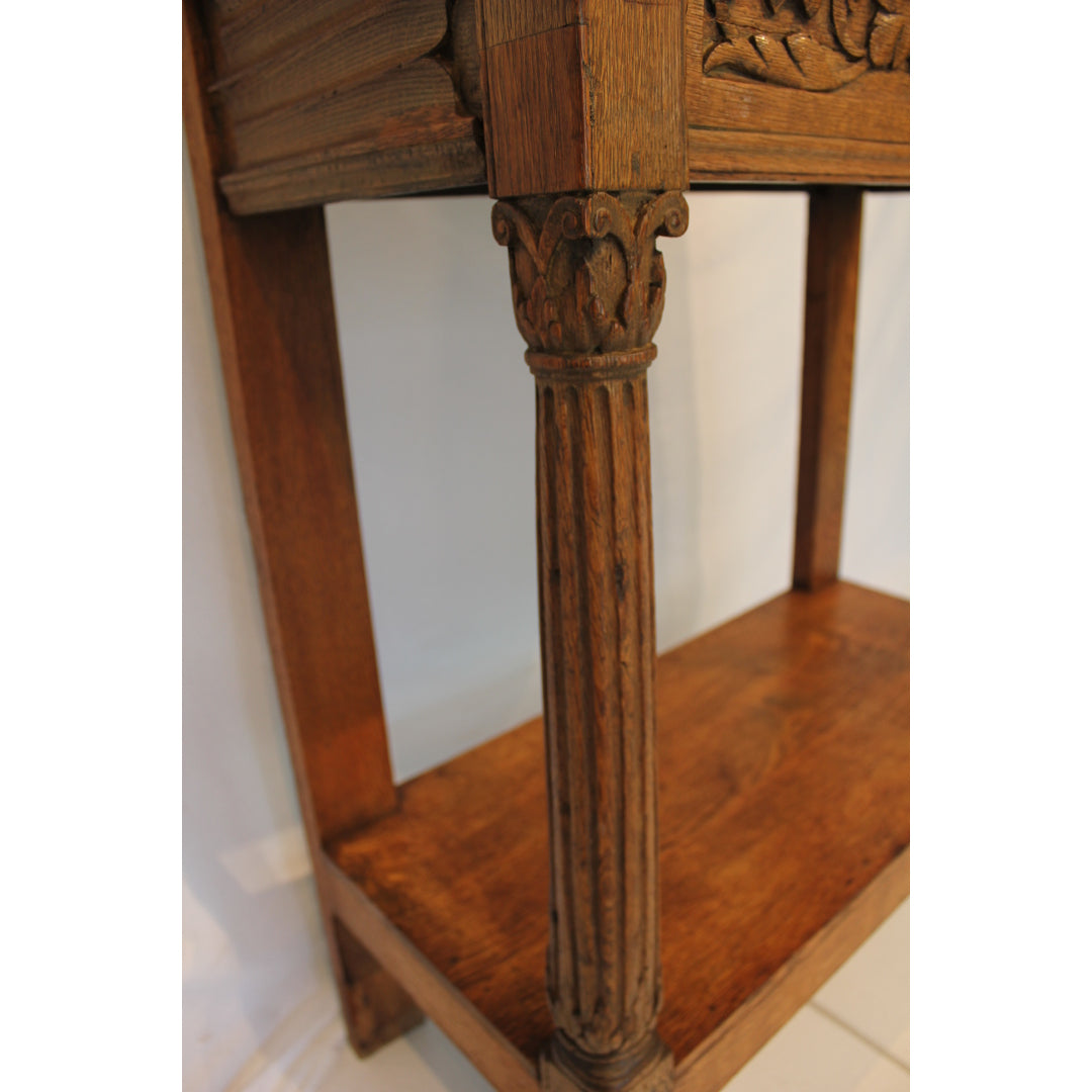 AF3-193: Antique Mid 19th Century Quarter Sawn Oak Reliquary Cabinet