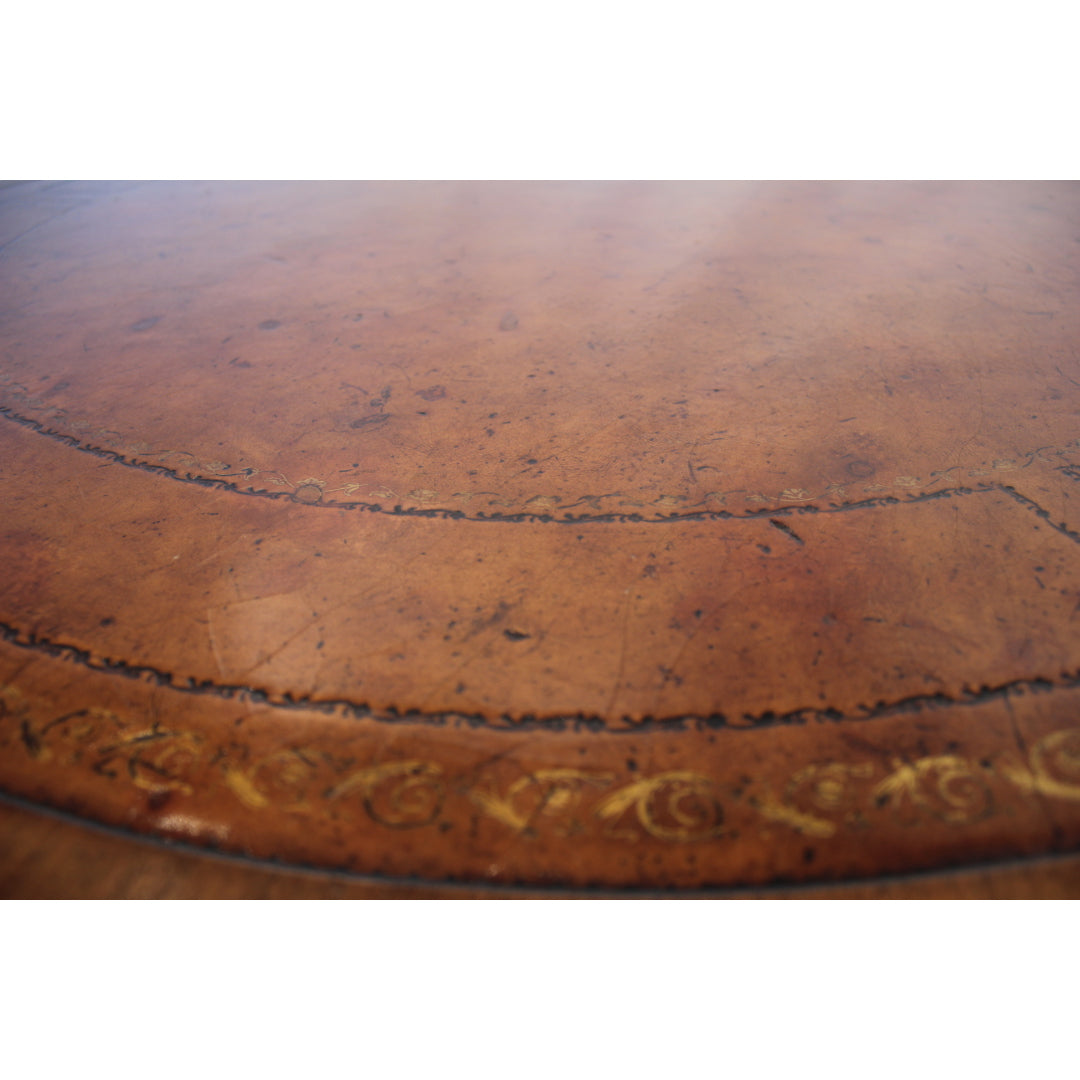 AF1-216: Antique Early 20th Century Leather Top Inlay Mahogany George III Rent Table
