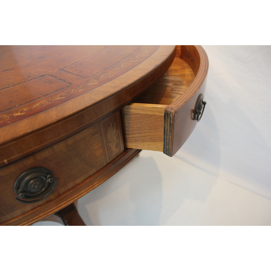 AF1-216: Antique Early 20th Century Leather Top Inlay Mahogany George III Rent Table
