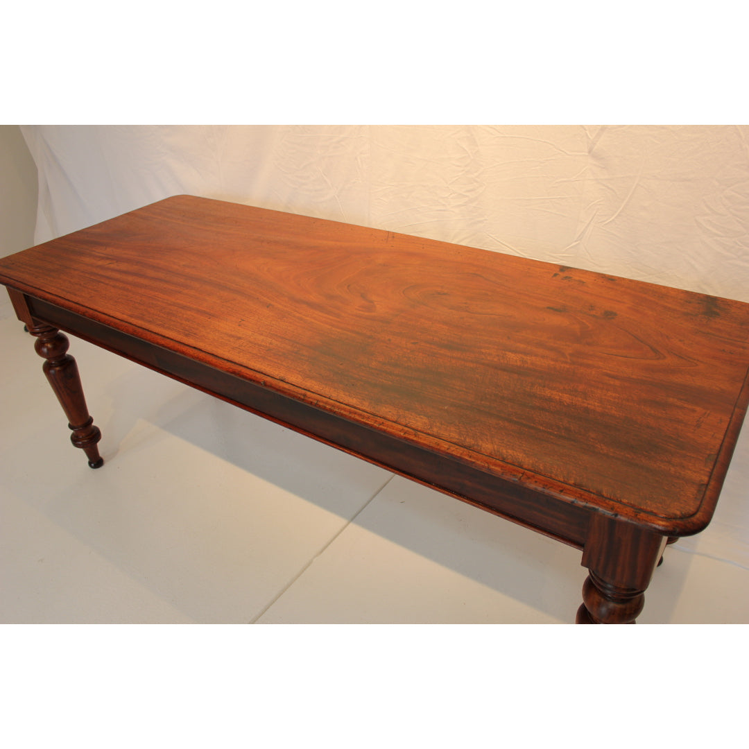 AF1-320: Antique American Classical Single Plank Mahogany Farm Table  Mid 19th Century