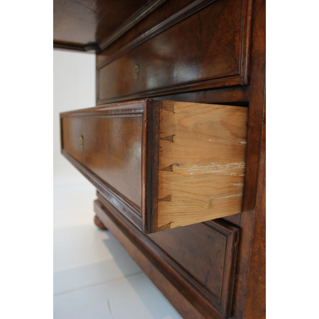 AF5-336: Antique Early 19th Century German Burled Walnut Drop Front Secretaire Abattant w Inlay