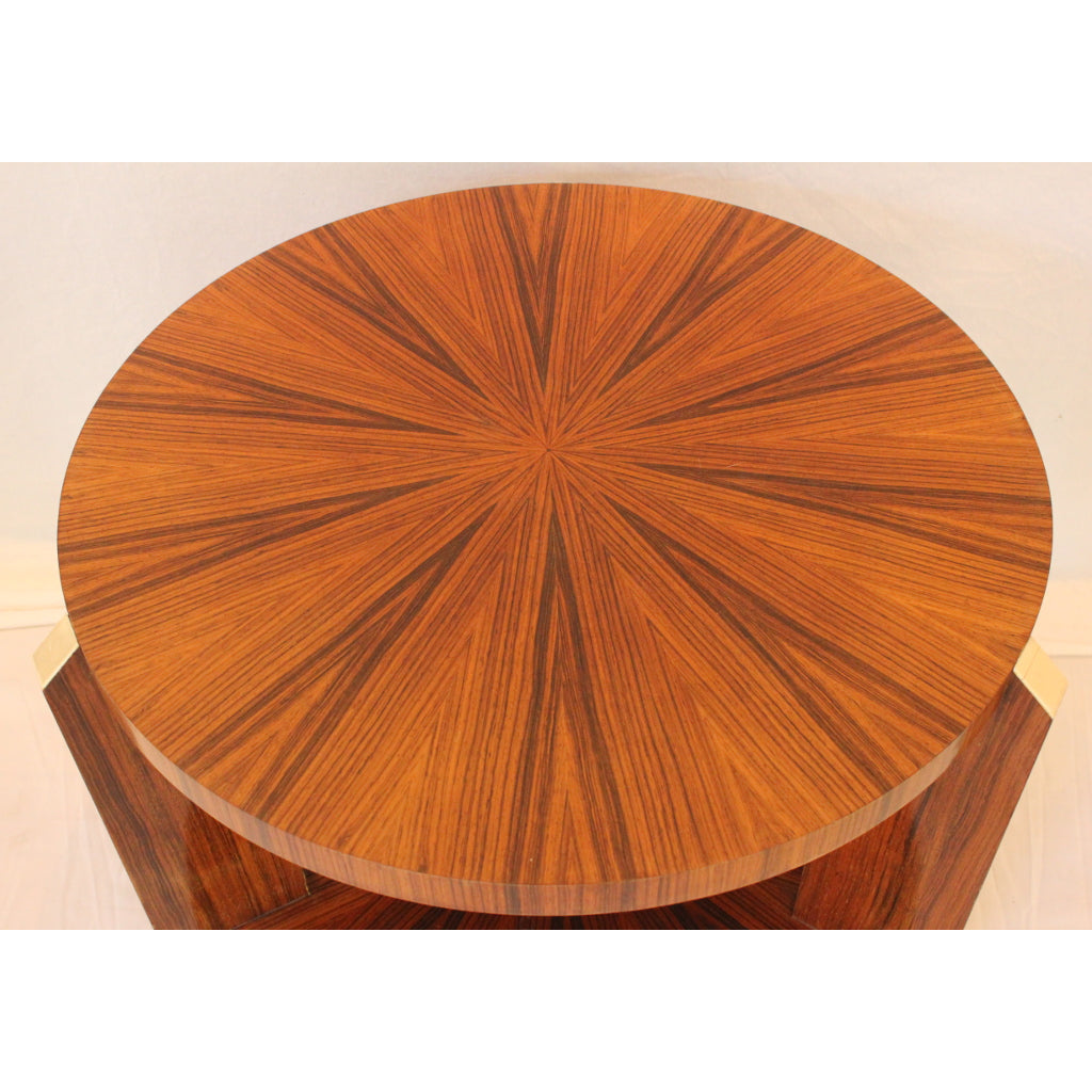 AF1-354: Antique French Art Deco Walnut Starburst Marquetry Moderne Side Table Circa 1930