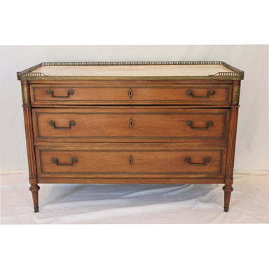 Antique French Directoire Marble Mahogany Top Chest of Drawers | Work of Man