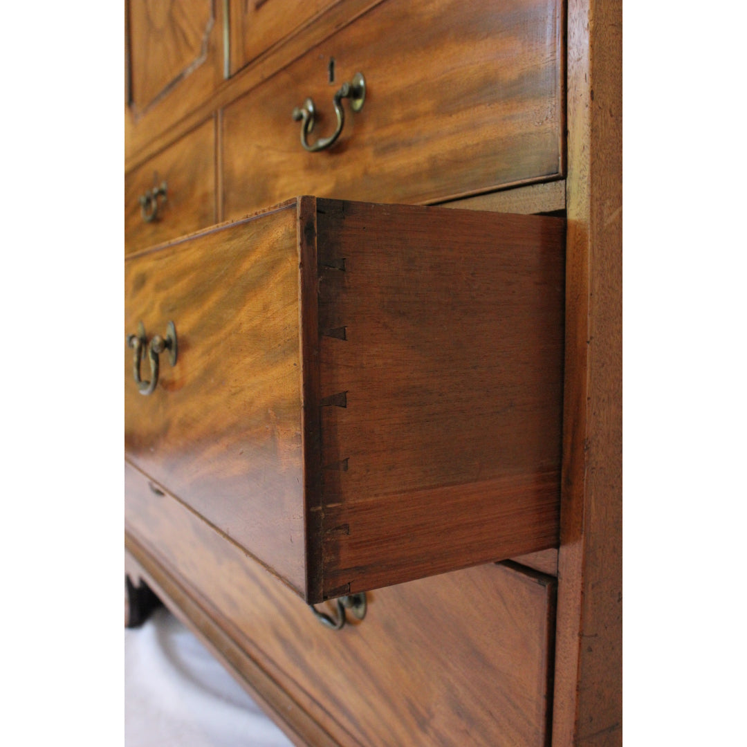 AF4-363: Antique Late 18th Century English Georgian Mahogany Linen Press