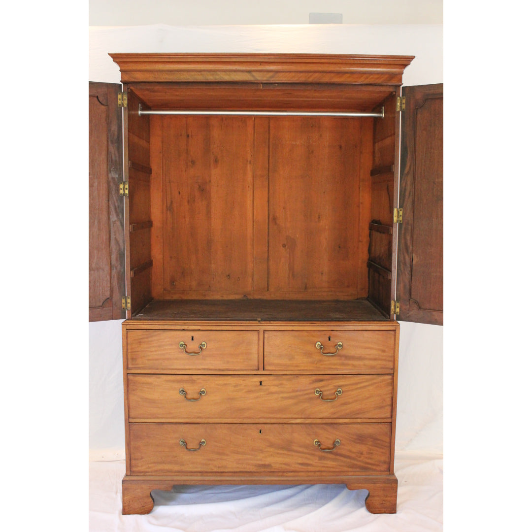 AF4-363: Antique Late 18th Century English Georgian Mahogany Linen Press
