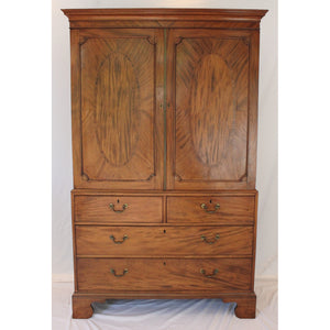 AF4-363: Antique Late 18th Century English Georgian Mahogany Linen Press