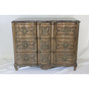 AF4-368: Antique Very Fine Late 18th Century Louis XIV Highly Carved Chest of Drawers with a Marble Top