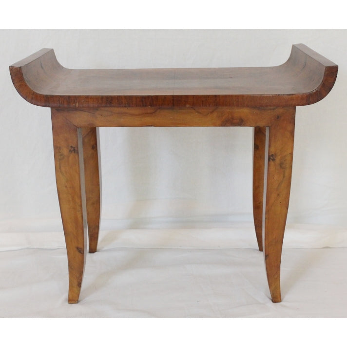 Antique Austrian Biedermeier Walnut Veneered Stool Circa 1830 | Work of Man