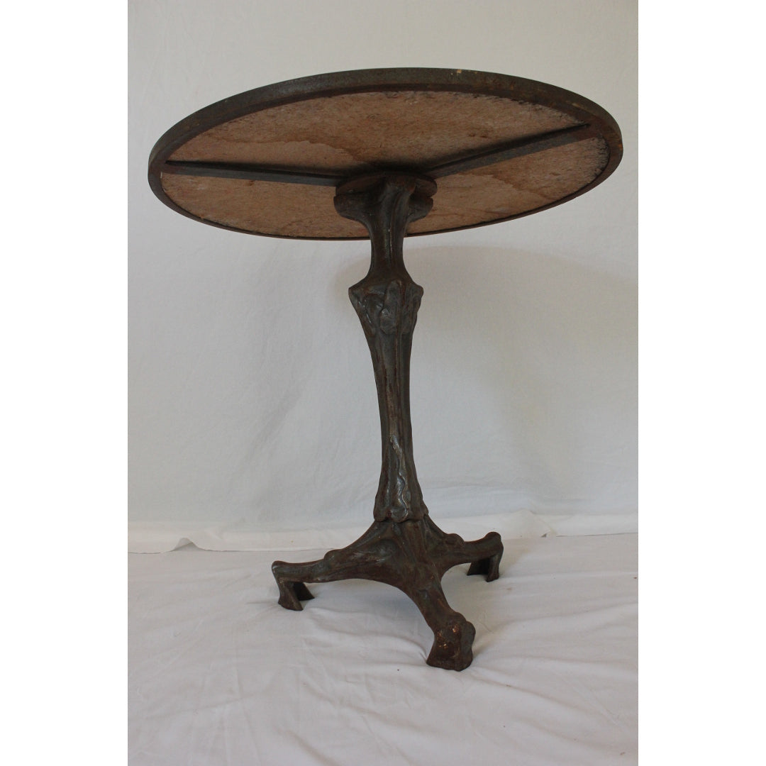 AF1-379: Antique Circa 1900 Art Nouveau French Bistro Table with Later Italian Hand Painted Tile Top