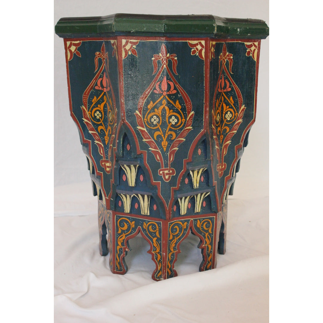 AF1-386: Antique 20th C Moroccan Tile Top Hand Painted Side Table