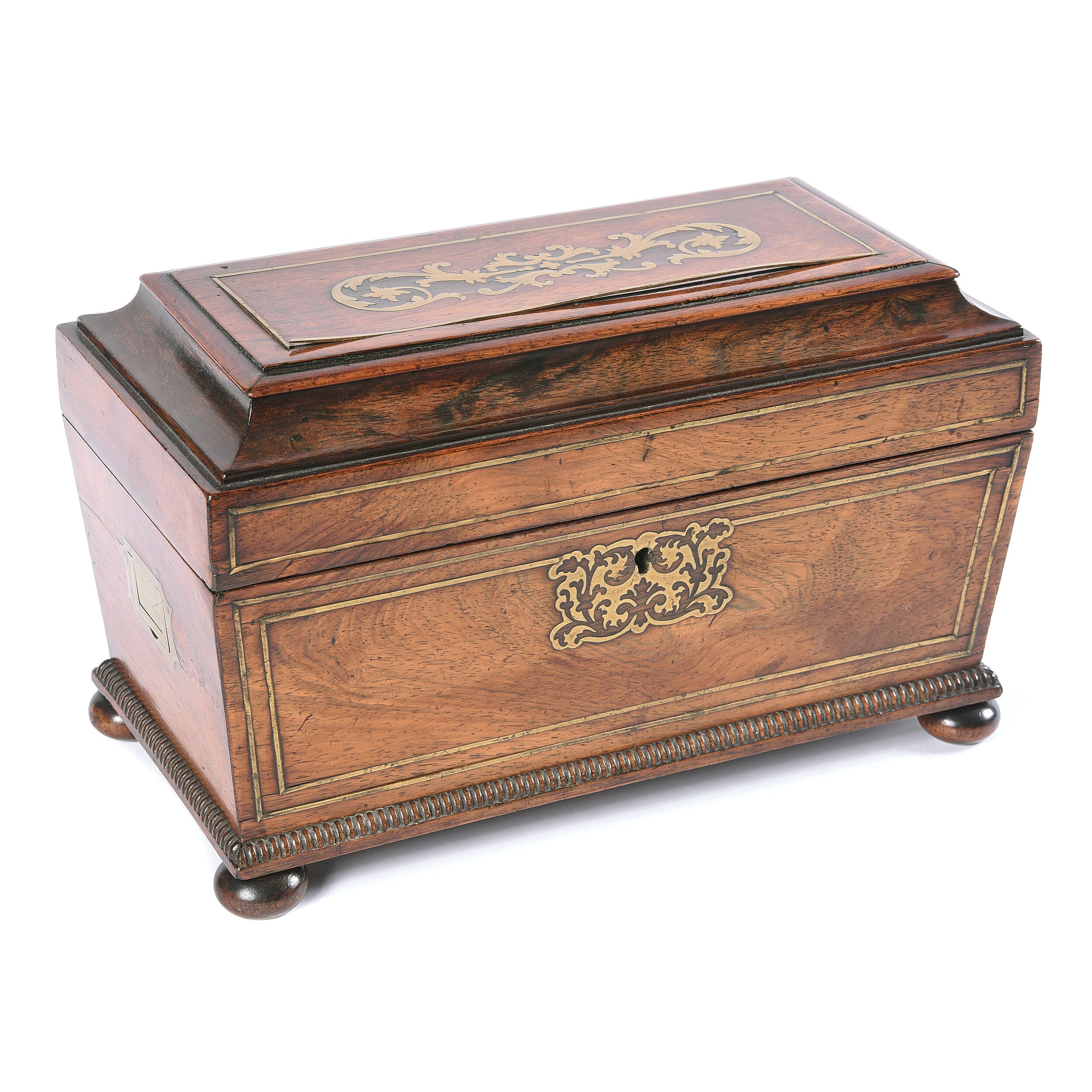 Antique English Inlaid Rosewood Tea Chest | Work of Man