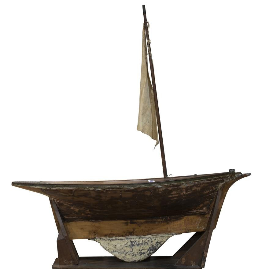CR2-104: 19TH CENTURY BENCH MADE SAILBOAT MODEL