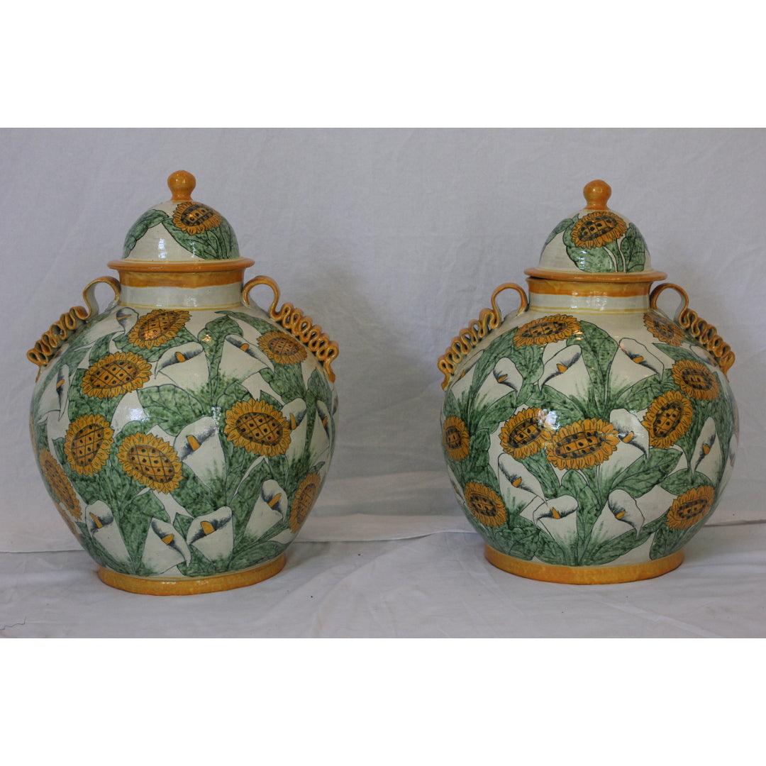 Antique Pair Lidded Mexican Rain Jars | Work of Man