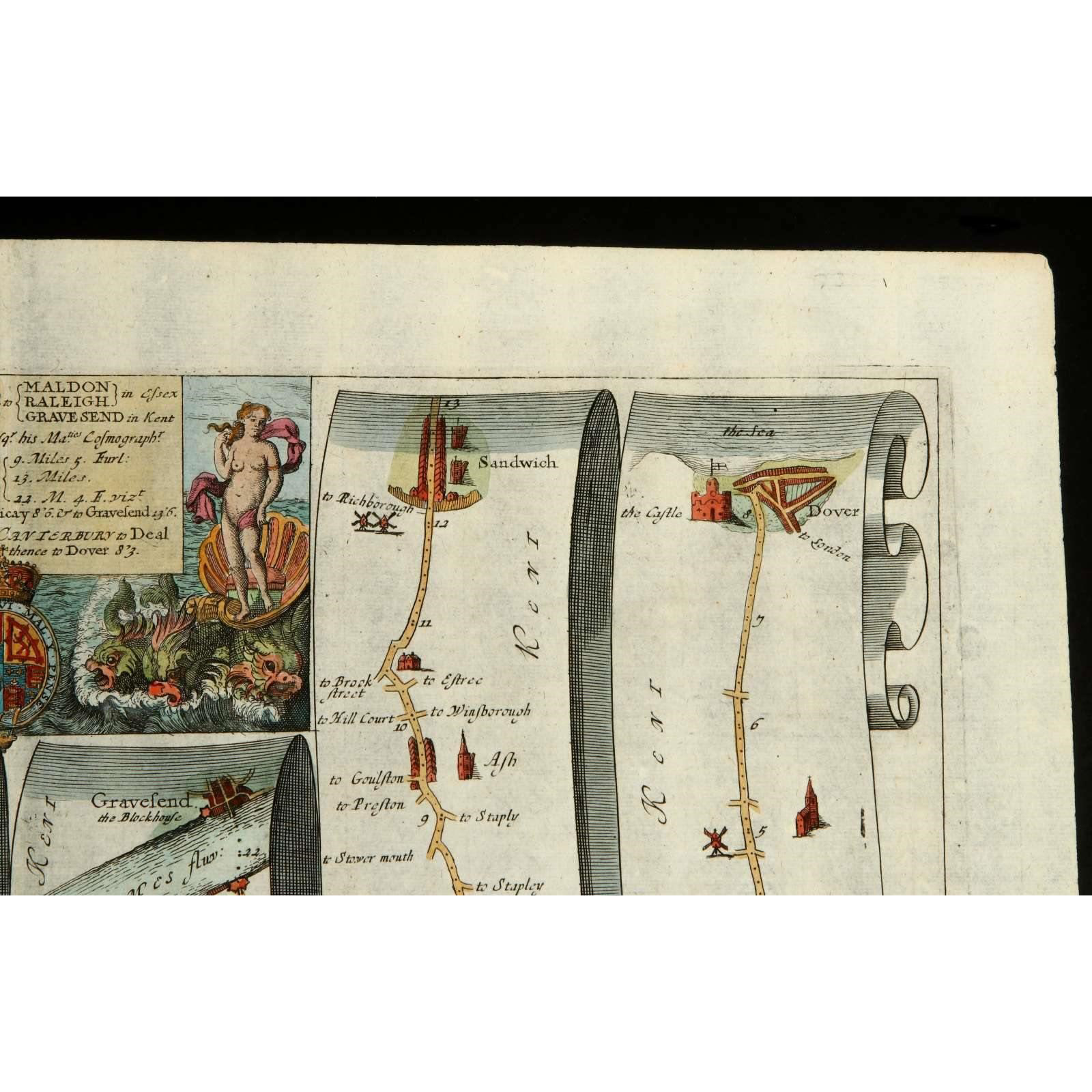 AW7-025: John Ogilby - Circa 1675 English Road Maps (2) - Engravings