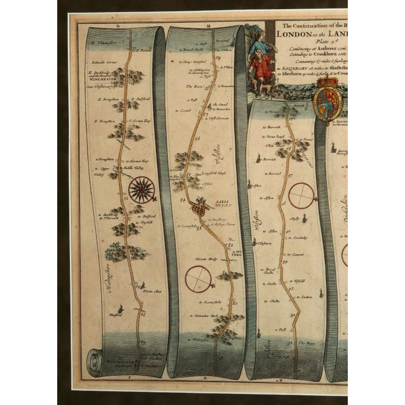 AW7-025: John Ogilby - Circa 1675 English Road Maps (2) - Engravings